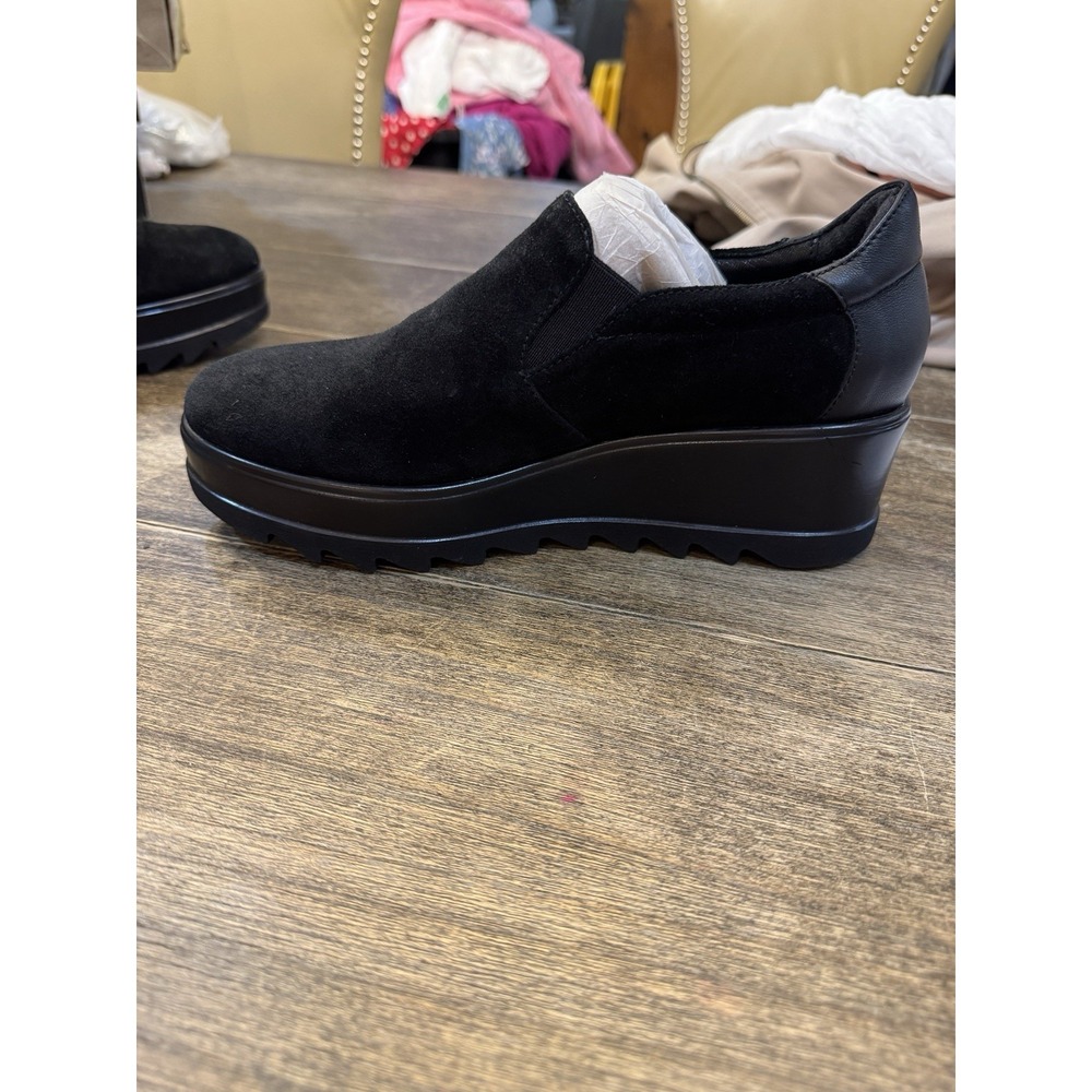 Cordani Amaya Black Suede Size 39 US 8.5 Slip On‎ Wedge Loafer Lug Sole - Picture 3 of 12